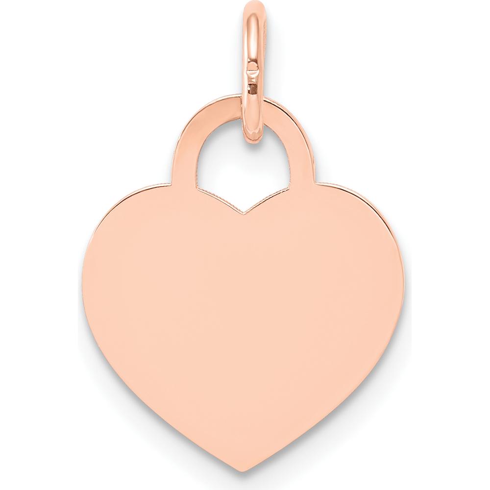 14K Rose Gold Medium Engraveable Heart Charm - Personalized Rose Gold Pendant by Oro Pregiato