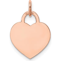 14K Rose Gold Medium Engraveable Heart Charm - Personalized Rose Gold Pendant by Oro Pregiato