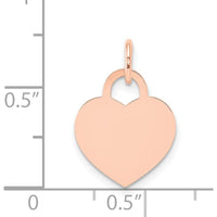 14K Rose Gold Medium Engraveable Heart Charm - Personalized Rose Gold Pendant by Oro Pregiato