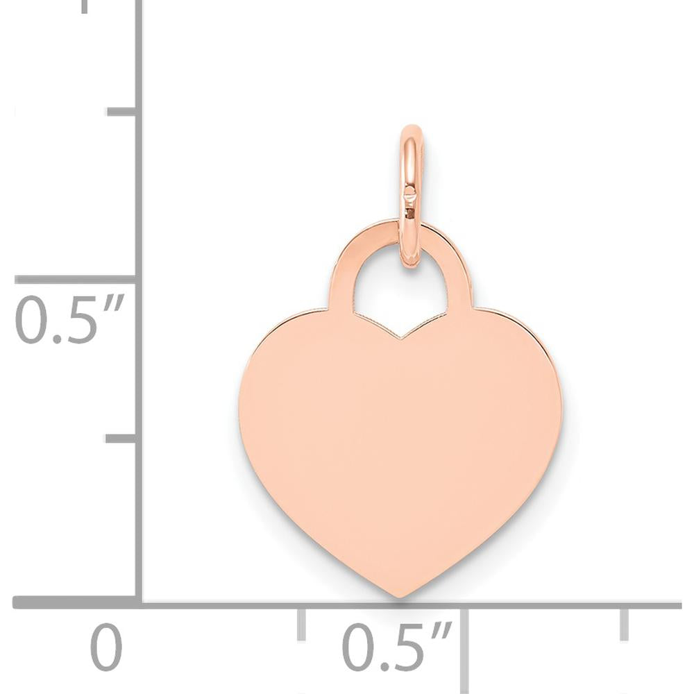 14K Rose Gold Medium Engraveable Heart Charm - Personalized Rose Gold Pendant by Oro Pregiato