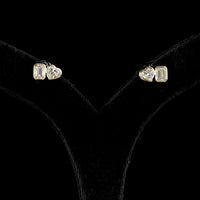 14K Rose Gold Mixed Shape Stud Earrings with Heart and Emerald Cut Lab Diamonds - 1.84 Carat Total Weight - Covaloro Fine Jewelry