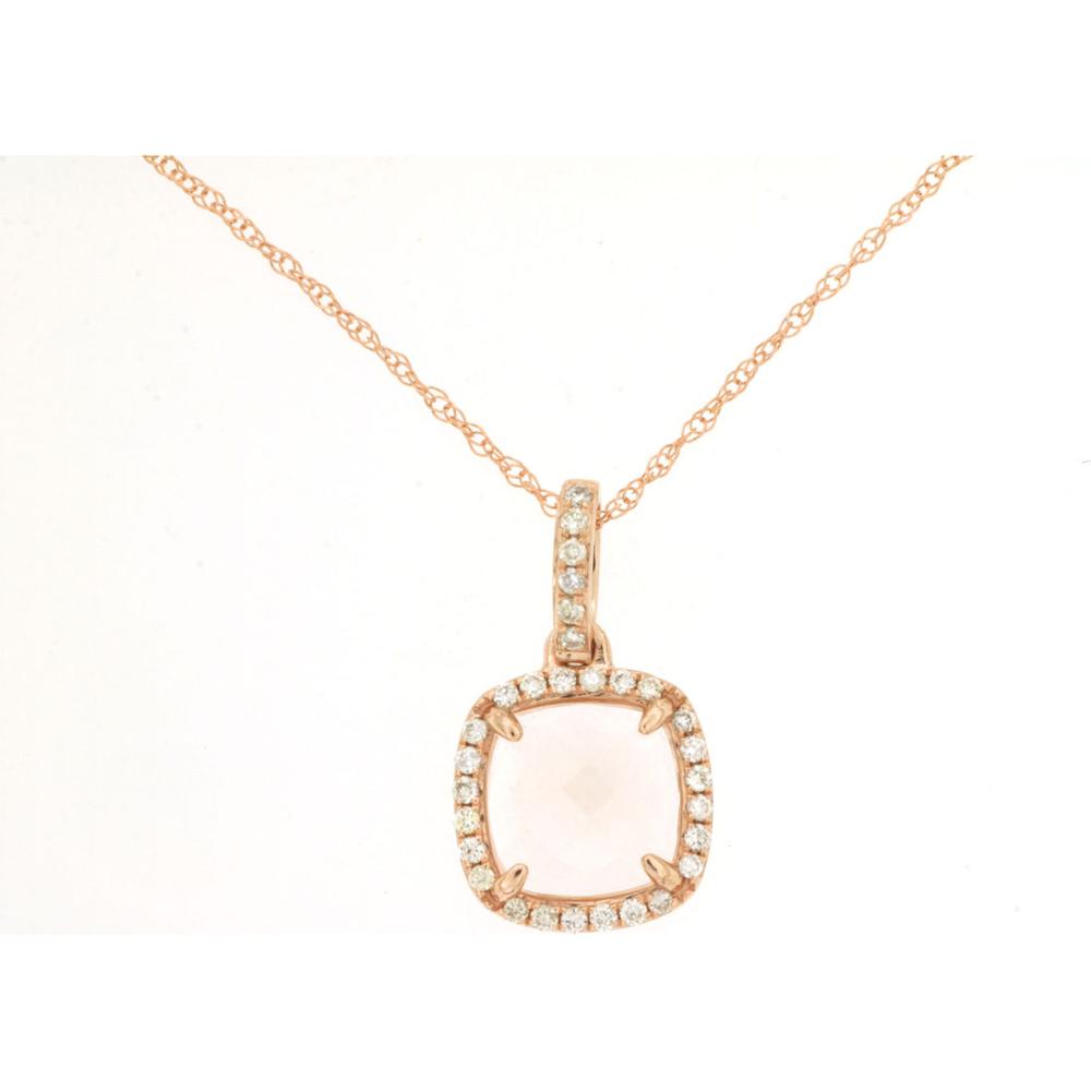 14K Rose Gold Morganite & Diamond Pendant - 1.42 Carats Total Weight