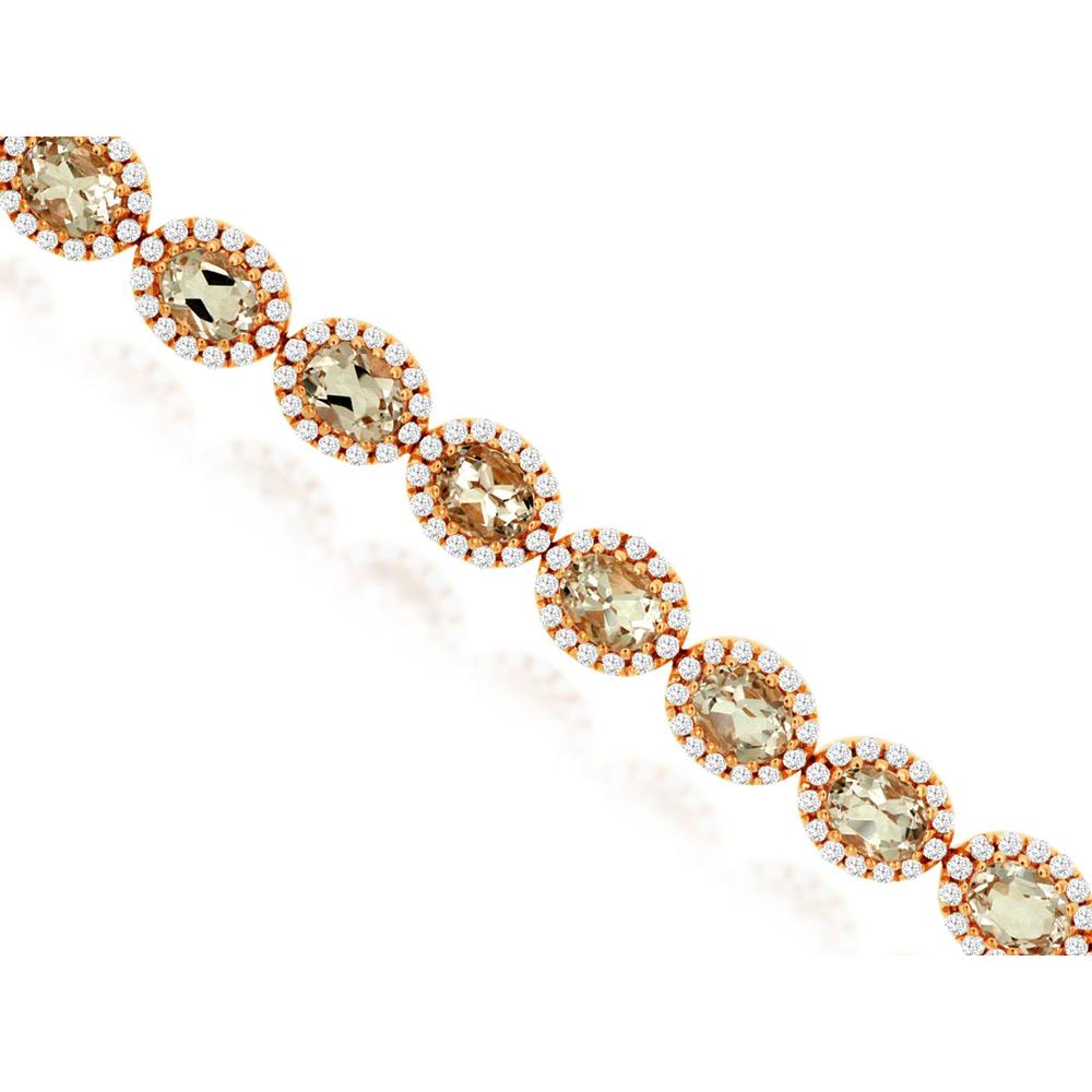 14K Rose Gold Morganite & Diamond Tennis Bracelet - 5.70 Carats Total Gem Weight