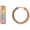 14K Rose Gold Multi Sapphire and Diamond Hoops - 1.10 Carat Total Sapphire Weight, 0.36 Carat Total Diamond Weight