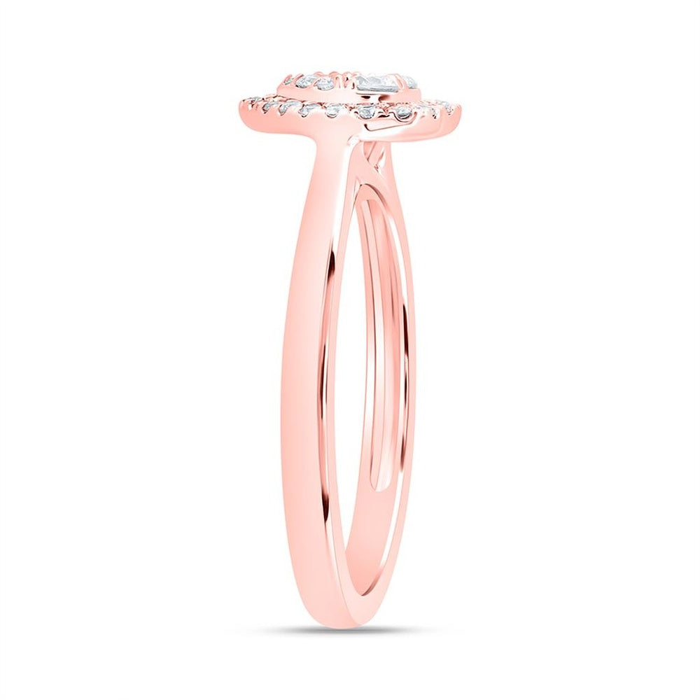 14K Rose Gold Natural Diamond Heart Ring - 1/3 Carat Total Diamond Weight