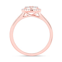 14K Rose Gold Natural Diamond Heart Ring - 1/3 Carat Total Diamond Weight