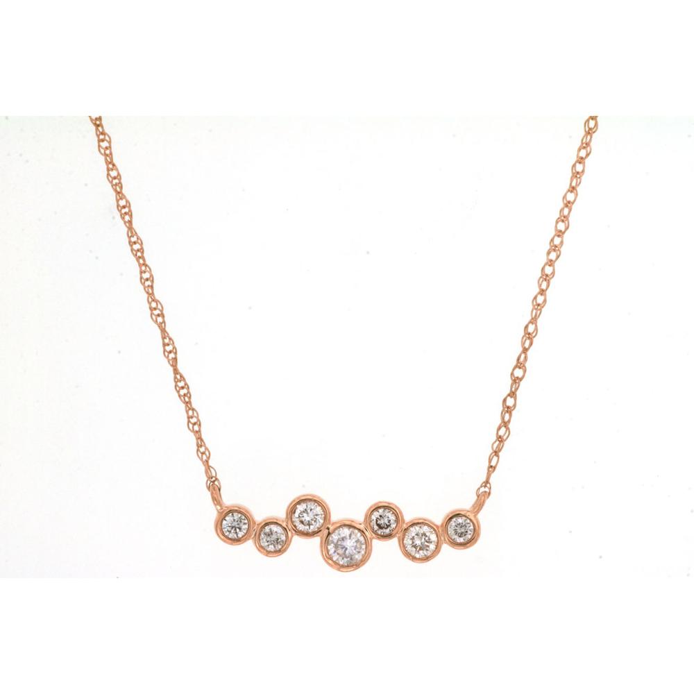14K Rose Gold Necklace with Bezel Set Diamonds - 0.20 Carats Total Diamond Weight