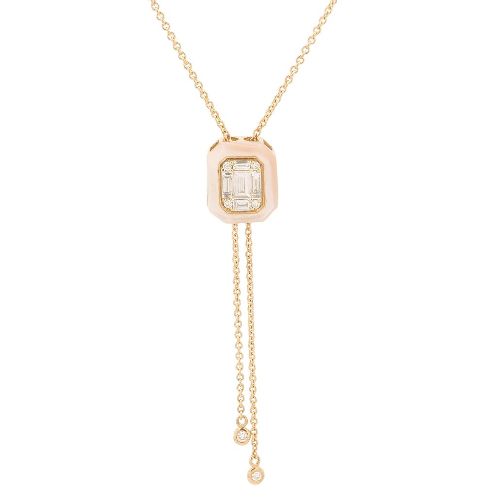 14K Rose Gold Necklace with Mother of Pearl and Diamond Pendant - 0.25 Carat Total Diamond Weight
