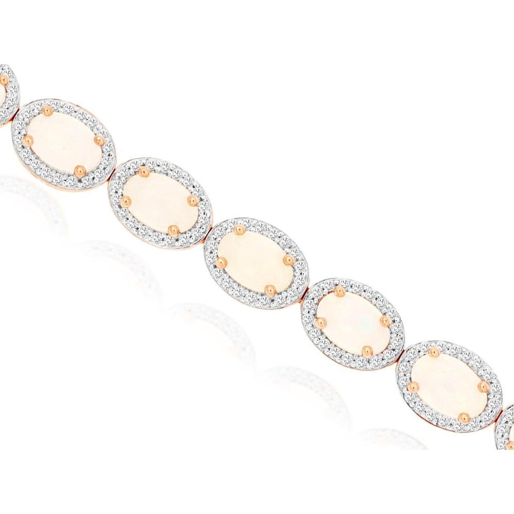 14K Rose Gold Opal & Diamond Bracelet - 6 Carats Opal & 1.4 Carats Total Diamond Weight