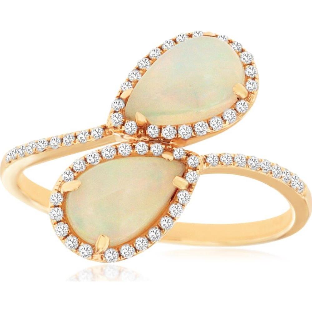 14K Rose Gold Opal & Diamond Ring with Halo - 1.01 Carats Total Carat Weight