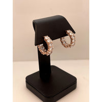 14K Rose Gold Oval Cut Lab Diamond Huggie Earrings - 4.26 Carat Total Weight, 20 Stones, E-F Color VS2 Clarity - Covaloro Fine Jewelry