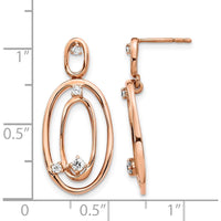 14K Rose Gold Oval Dangle Earrings with Natural Round Diamonds - 0.137 Carat Total Diamond Weight by Monteluci Fine Jewelry