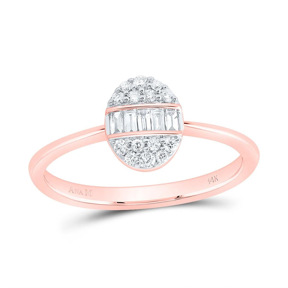 14K Rose Gold Oval Diamond Ring - 1/4 Carat Total Diamond Weight