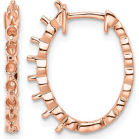 14K Rose Gold Oval Hinged Hoop Earring Mountings for Custom Gemstones - 2.3mm Round Stone Settings - Pair by Monteluci Fine Jewelry