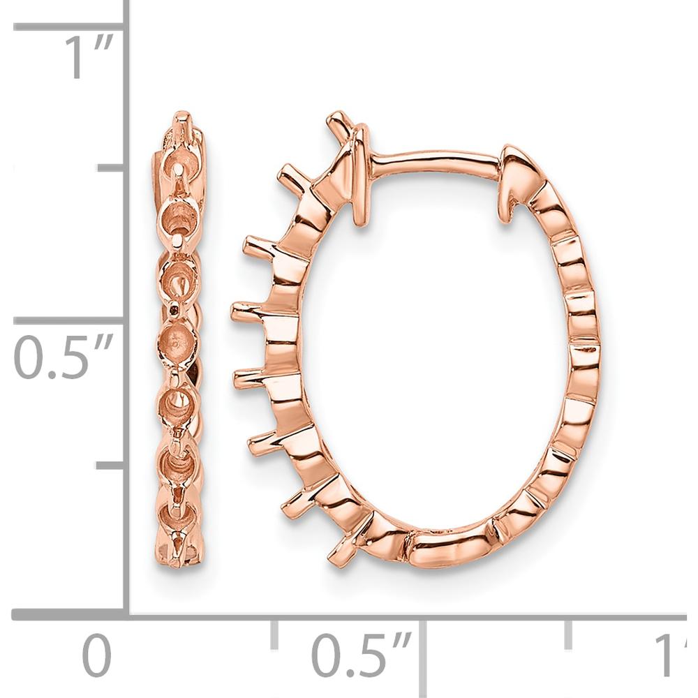 14K Rose Gold Oval Hinged Hoop Earring Mountings for Custom Gemstones - 2.3mm Round Stone Settings - Pair by Monteluci Fine Jewelry