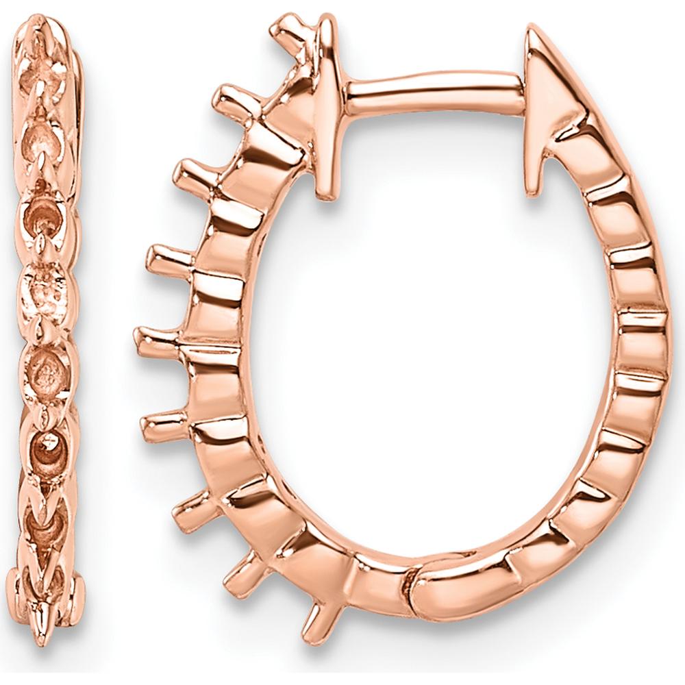 14K Rose Gold Oval Hinged Hoop Earrings Mountings with 16 Round Stone Settings by Monteluci Fine Jewelry