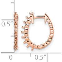 14K Rose Gold Oval Hinged Hoop Earrings Mountings with 16 Round Stone Settings by Monteluci Fine Jewelry