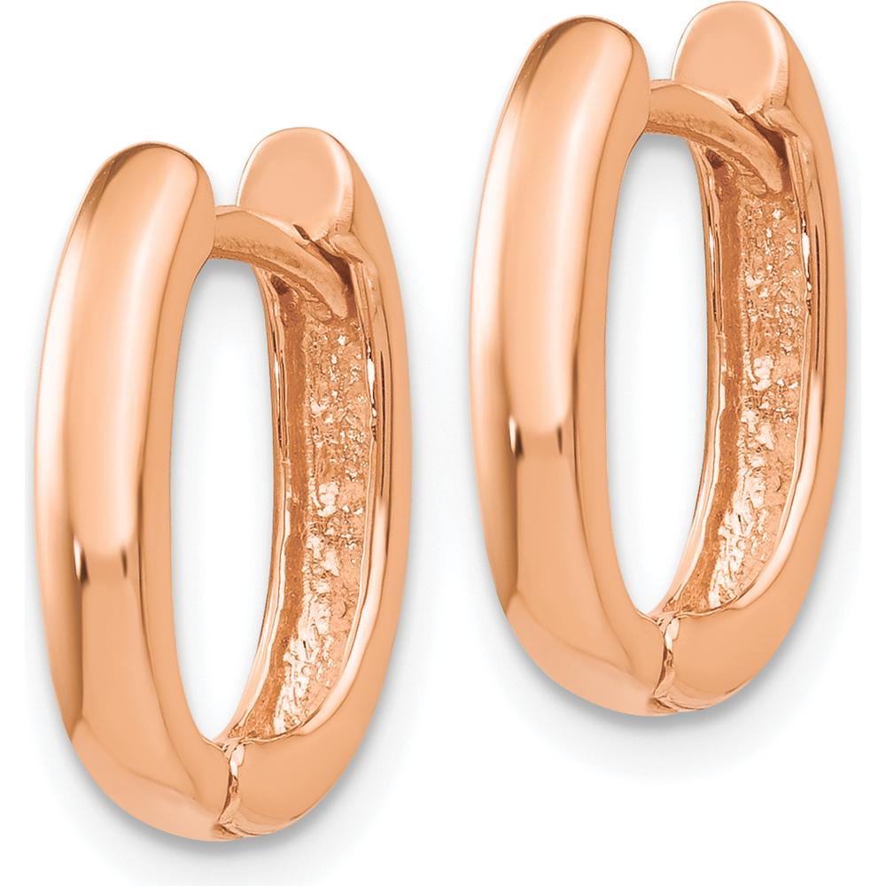 14K Rose Gold Oval Hinged Hoop Earrings - Polished Finish by 0