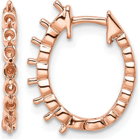 14K Rose Gold Oval Hinged Hoop Earrings with 14 Round Stone Mountings - Customizable Design by Monteluci Fine Jewelry