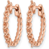 14K Rose Gold Oval Hinged Hoop Earrings with 14 Round Stone Mountings - Customizable Design by Monteluci Fine Jewelry