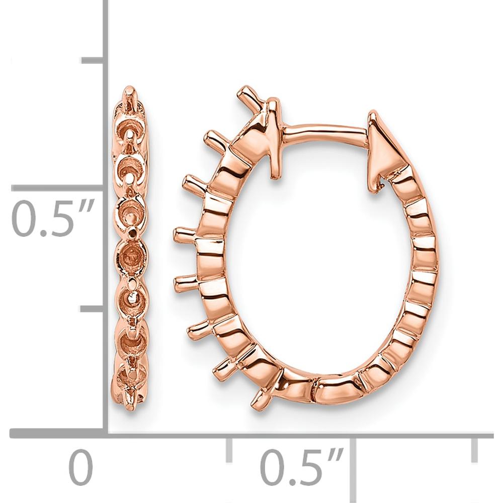14K Rose Gold Oval Hinged Hoop Earrings with 14 Round Stone Mountings - Customizable Design by Monteluci Fine Jewelry