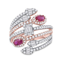 14K Rose Gold Oval Ruby and Diamond Ring - 1 and 3/4 Carat Total Gemstone Weight