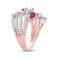 14K Rose Gold Oval Ruby and Diamond Ring - 1 and 3/4 Carat Total Gemstone Weight