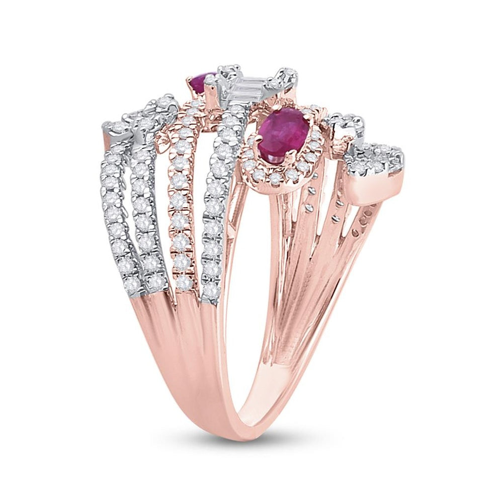 14K Rose Gold Oval Ruby and Diamond Ring - 1 and 3/4 Carat Total Gemstone Weight