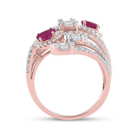 14K Rose Gold Oval Ruby and Diamond Ring - 1 and 3/4 Carat Total Gemstone Weight