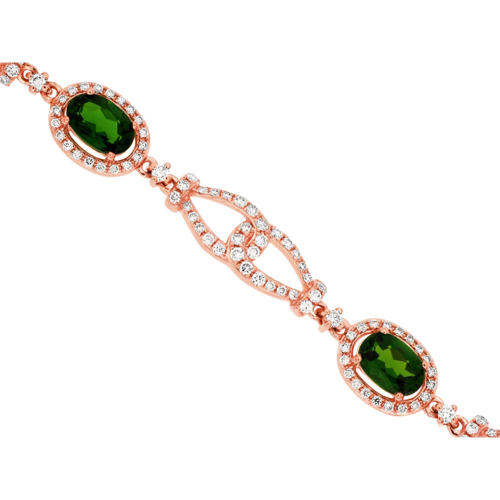 14K Rose Gold Oval Russalite & Diamond Halo Link Bracelet – 2.70 Carat Russalite, 1.44 Carat Diamond Total Weight - Royal Jewelry