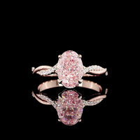 14K Rose Gold Oval Solitaire Ring with 2.06 Carat Fancy Vivid Pink Lab Diamond and Accented Diamond Twist Shank - Total 2.16 Carats - Covaloro Fine Jewelry