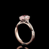 14K Rose Gold Oval Solitaire Ring with 2.06 Carat Fancy Vivid Pink Lab Diamond and Accented Diamond Twist Shank - Total 2.16 Carats - Covaloro Fine Jewelry