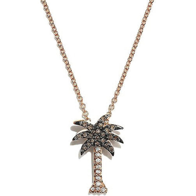 14K Rose Gold Palm Tree Pendant Necklace with Pavé-Set Round Diamonds by EFFY - 0.10 Carat Total Diamond Weight