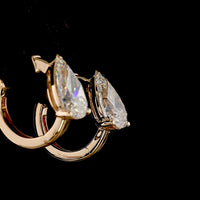 14K Rose Gold Pear Shape Huggie Earrings with Lab-Grown E-F VS1 Diamonds - 3.02 Carat Total Diamond Weight - Covaloro Fine Jewelry