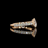 14K Rose Gold Pear Shape Solitaire Lab Diamond Ring with Bezel and Prong Set Brilliant Cut Accent Diamonds - 0.66 Carat Total Diamond Weight - Covaloro Fine Jewelry