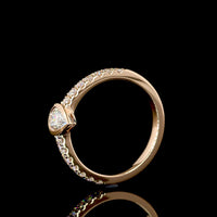 14K Rose Gold Pear-Shaped Diamond Solitaire Eternity Band with Bezel-Set Center & Diamond Shank - 0.63 Carats Total Lab Diamond Weight - Covaloro Fine Jewelry
