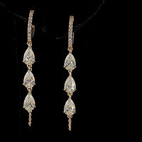 14K Rose Gold Pear Shaped Hanging Drop Earrings with Lab Grown Diamonds - 3.15 Carat Total Diamond Weight - Covaloro Fine Jewelry