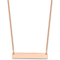 14K Rose Gold Personalized Small Bar Necklace - Custom Engravable Pendant by Oro Pregiato