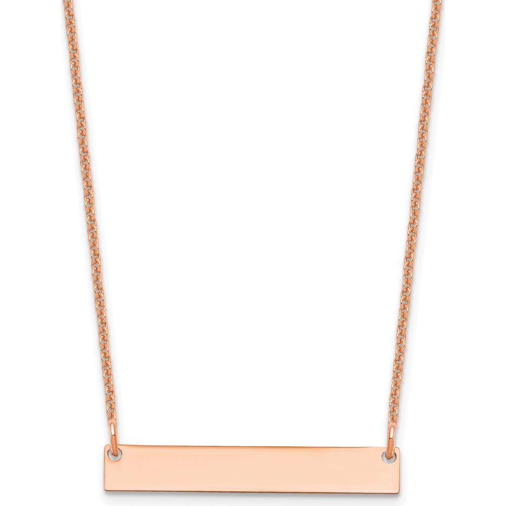 14K Rose Gold Personalized Small Bar Necklace - Custom Engravable Pendant by Oro Pregiato