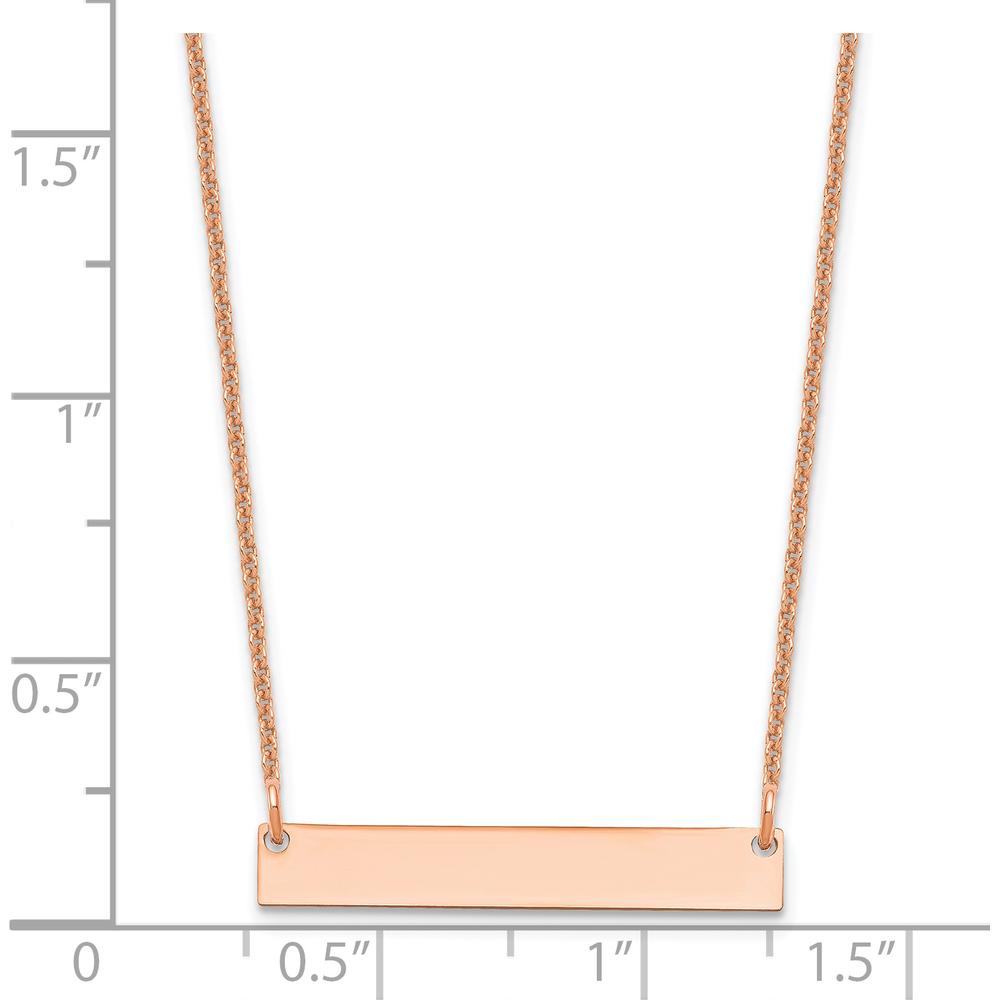 14K Rose Gold Personalized Small Bar Necklace - Custom Engravable Pendant by Oro Pregiato