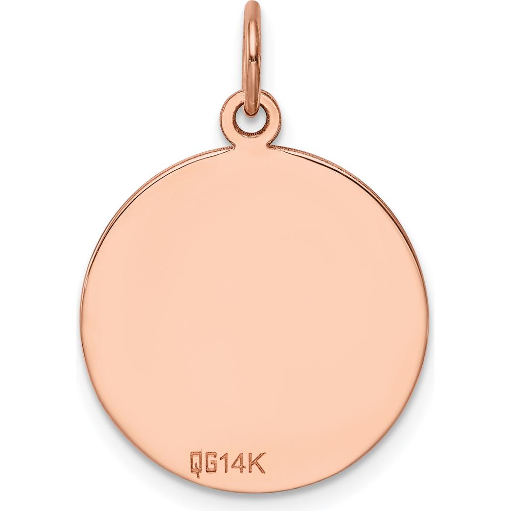 14K Rose Gold Plain Circular Engraveable Disc Charm - 18mm Diameter, 0.013 Gauge Thickness by Oro Pregiato