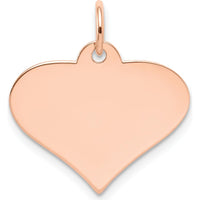 14K Rose Gold Plain Engraveable Heart Disc Charm - 21mm Length by Oro Pregiato
