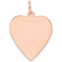 14K Rose Gold Plain Engraveable Heart Disc Charm - Polished Finish, 24mm Length, 20mm Width by Oro Pregiato