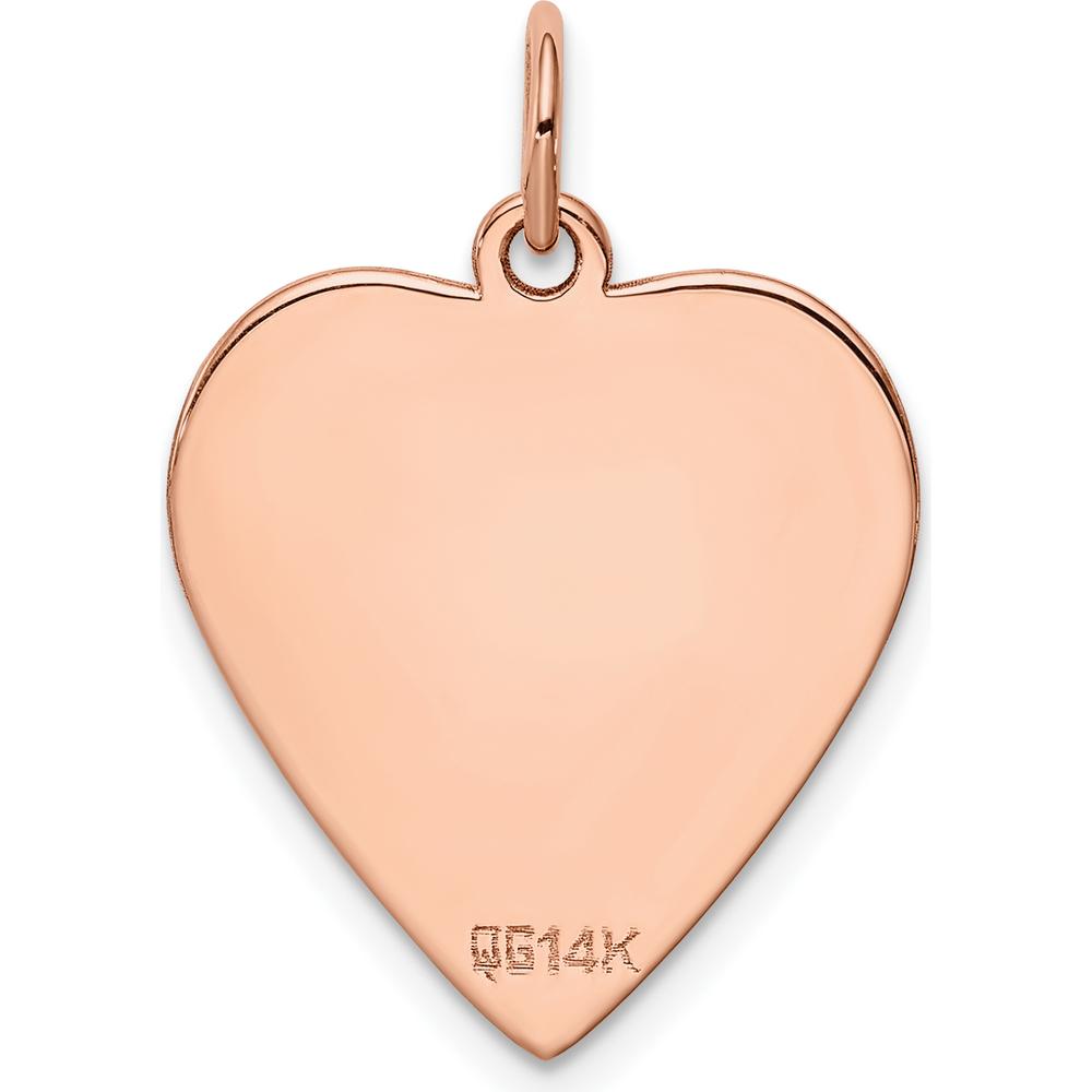 14K Rose Gold Plain Engraveable Heart Disc Charm - Polished Finish, 24mm Length, 20mm Width by Oro Pregiato