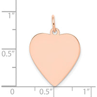 14K Rose Gold Plain Engraveable Heart Disc Charm - Polished Finish, 24mm Length, 20mm Width by Oro Pregiato