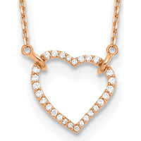 14K Rose Gold Polished 1/5 Carat Diamond Heart Pendant Necklace - 18" Chain with Round Diamonds by Monteluci Fine Jewelry