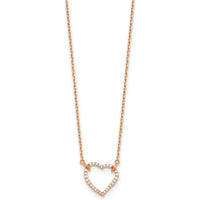 14K Rose Gold Polished 1/5 Carat Diamond Heart Pendant Necklace - 18" Chain with Round Diamonds by Monteluci Fine Jewelry
