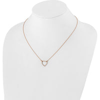 14K Rose Gold Polished 1/5 Carat Diamond Heart Pendant Necklace - 18" Chain with Round Diamonds by Monteluci Fine Jewelry