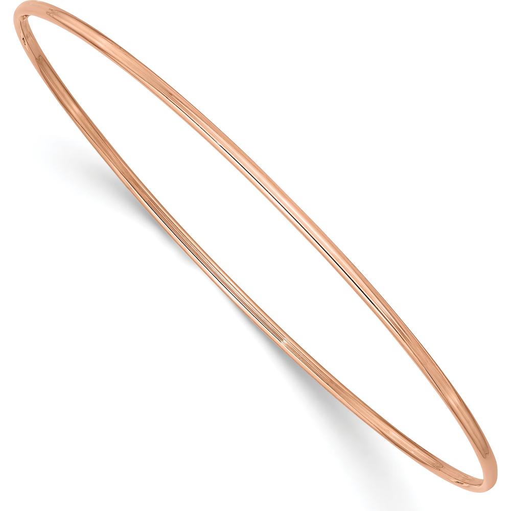 14K Rose Gold Polished 1.5mm Slip-on Round Bangle Bracelet - 8in by Oro Pregiato