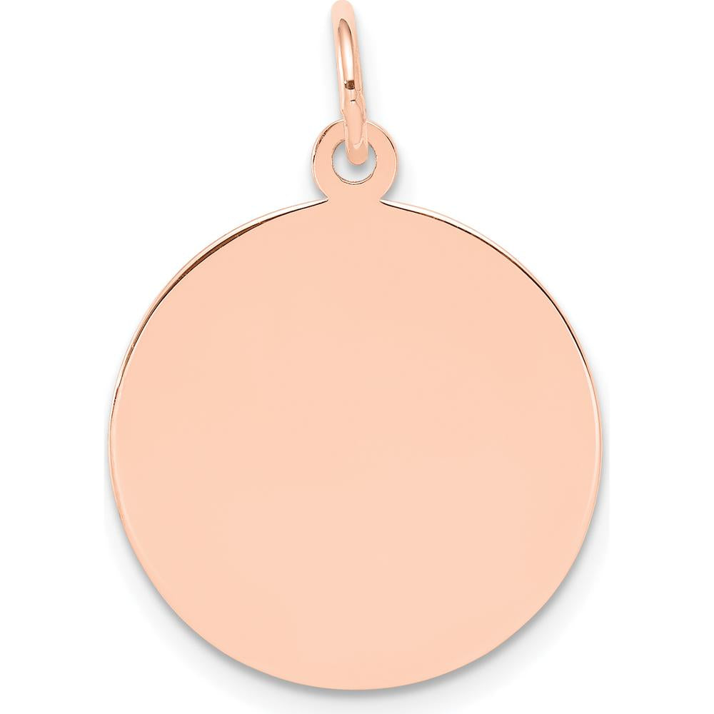 14K Rose Gold Polished 18mm Circular Engraveable Disc Charm by Oro Pregiato